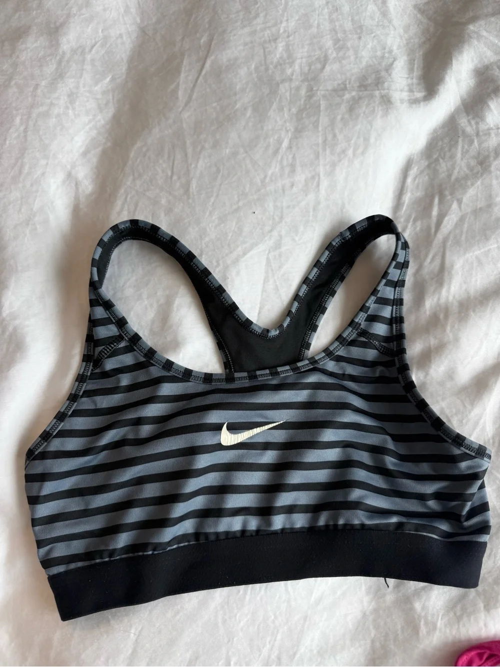 Nike Striped Black and Gray Racerback Sports Bra